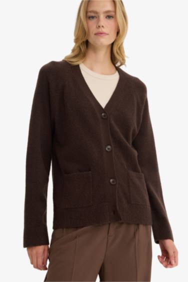 Oversize Fit V-Neck Knitwear Cardigan