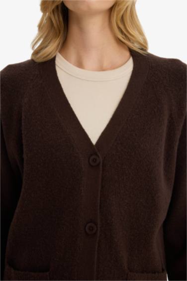 Oversize Fit V-Neck Knitwear Cardigan