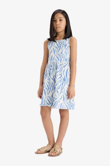 Girl Patterned Sleeveless Dress