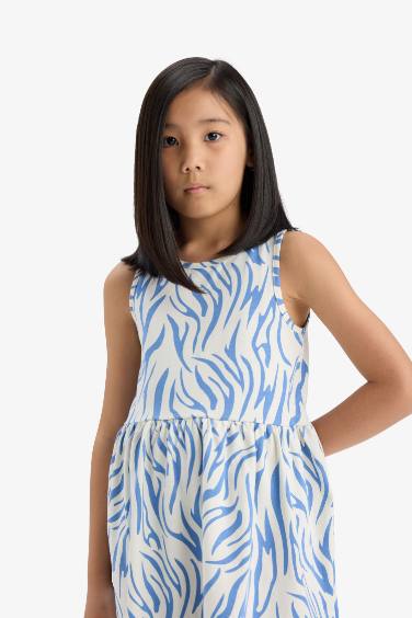 Girl Patterned Sleeveless Dress