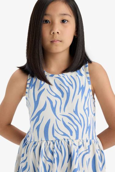 Girl Patterned Sleeveless Dress