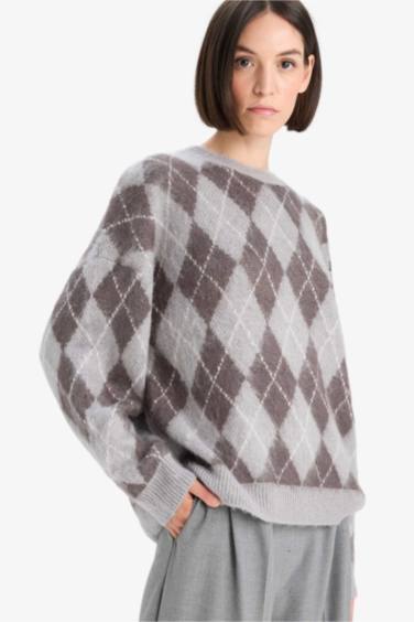 Relax Fit вязаный свитер с круглым вырезом