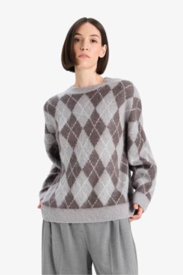 Relax Fit вязаный свитер с круглым вырезом