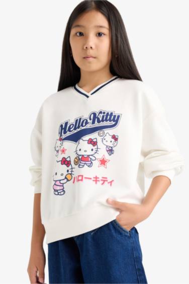 Girl Hello Kitty Oversize Fit V-Neck Sweatshirt