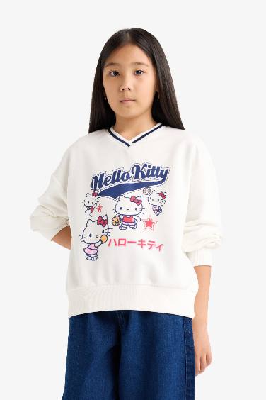 Girl Hello Kitty Oversize Fit V-Neck Sweatshirt
