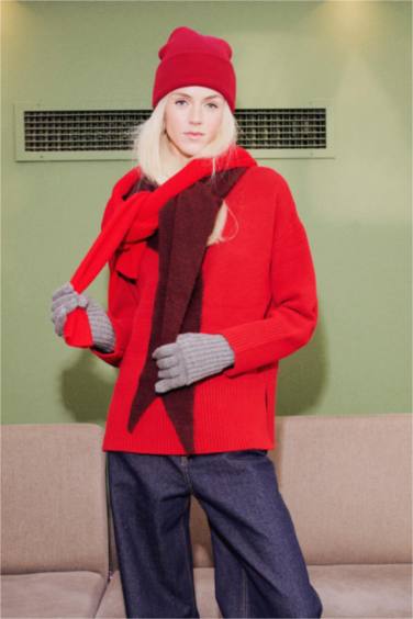 Oversize Geniş Kalıp Bisiklet Yaka Triko Kazak