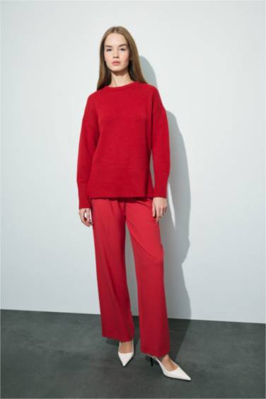 Oversize Geniş Kalıp Bisiklet Yaka Triko Kazak