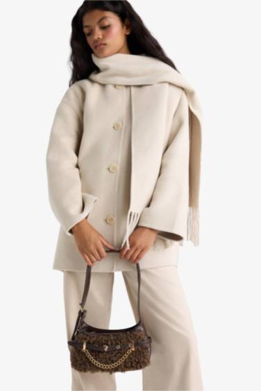 Kadın Pelüş Detaylı Suni Deri Çapraz Çanta