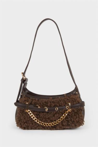 Kadın Pelüş Detaylı Suni Deri Çapraz Çanta