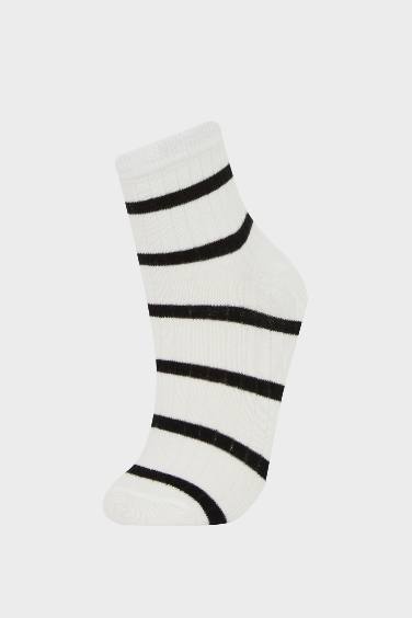Woman Striped 5 Piece Cotton Short Socks