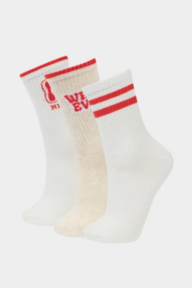 Woman Comfortable Elastic 3 Piece Cotton Long Socks