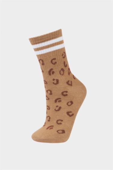 Woman Animal Print 3 Piece Cotton Long sock
