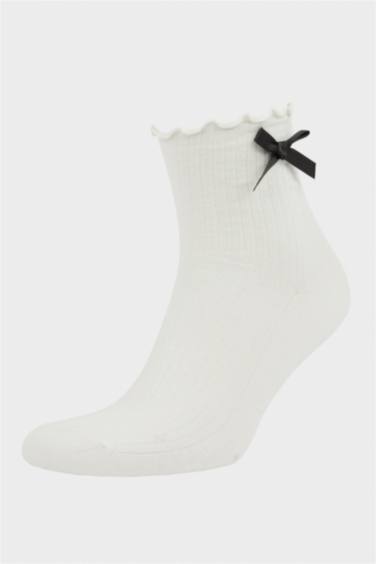 Woman Ribbon 3 Piece Cotton Ankle Socks