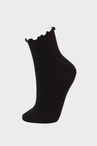 Lot de 3 Chaussettes longues en coton à volants pour femme