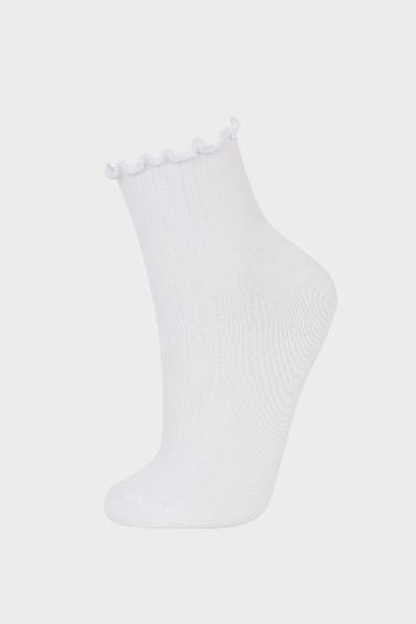 Lot de 3 Chaussettes longues en coton à volants pour femme