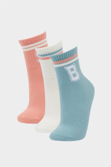 Kadın Rahat Lastikli 3'lü Pamuklu Soket Çorap