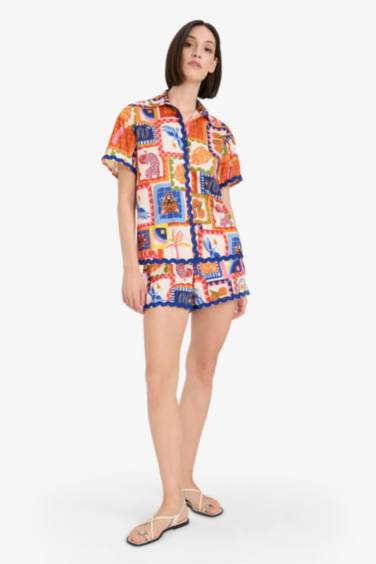 Fall in Love Regular Fit Tropical Patterned Beach Wear