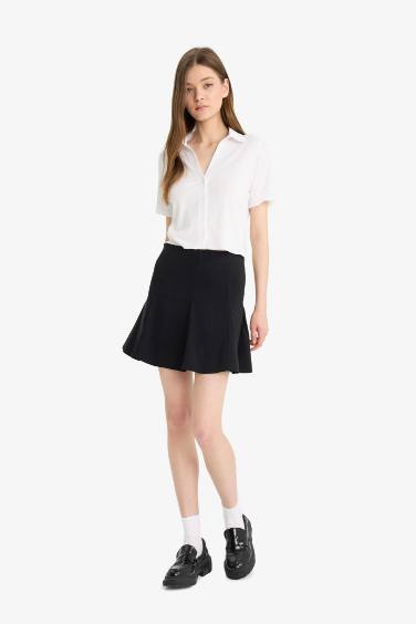 Cotton Lining Bengalin Mini Black Skirt
