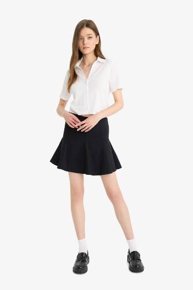 Cotton Lining Bengalin Mini Black Skirt