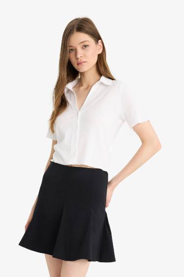 Cotton Lining Bengalin Mini Black Skirt