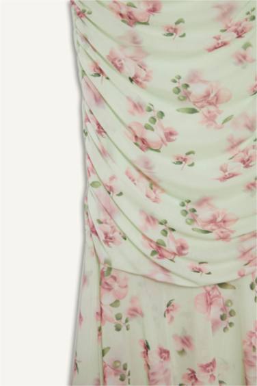 فستان ميدي فلورال تول بوديكون بدون حمالات