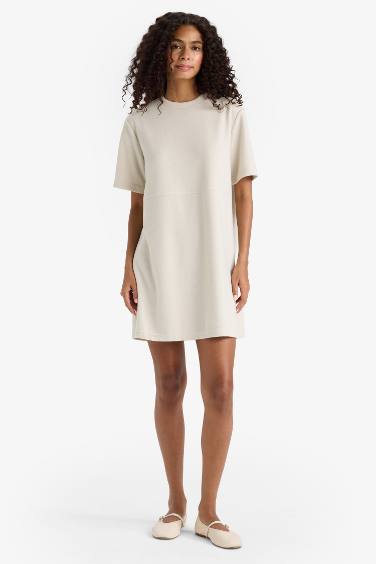 A Cut Crew Neck Ribana Dress