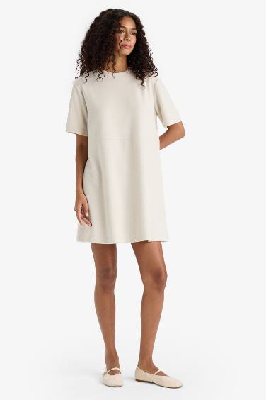 A Cut Crew Neck Ribana Dress