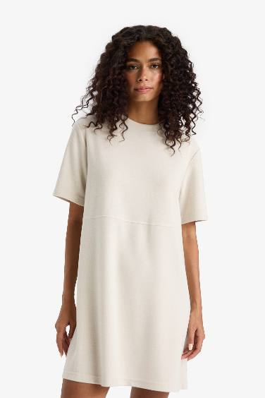A Cut Crew Neck Ribana Dress