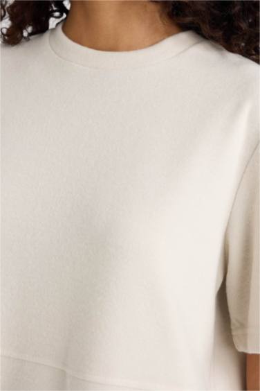 A Cut Crew Neck Ribana Dress