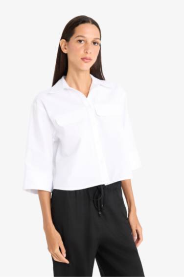 Oversize Fit Shirt Collar Oxford Short Sleeve Shirt