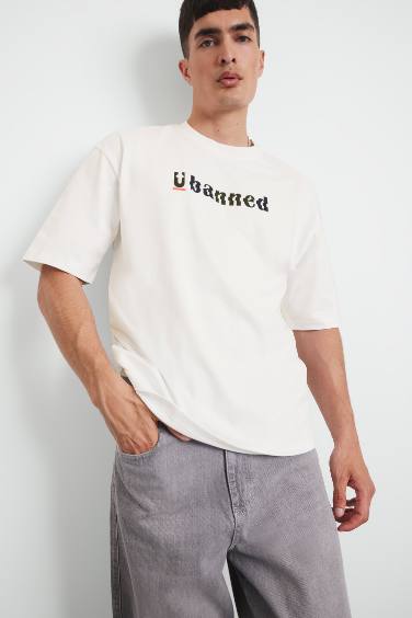 Cotton Loose Fit Crew Neck Printed Short Sleeve T-Shirt