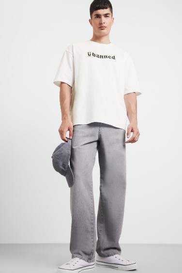 Cotton Loose Fit Crew Neck Printed Short Sleeve T-Shirt