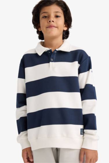 Regular Fit Polo Collar Sweatshirt