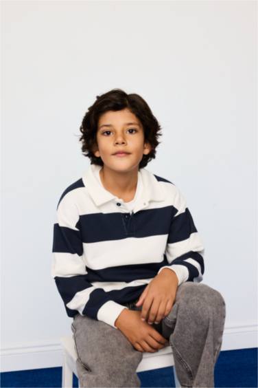 Regular Fit Polo Collar Sweatshirt