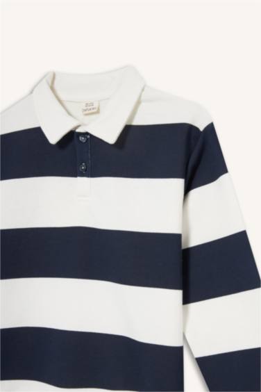 Полосатый свитшот с воротником-поло для мальчиков