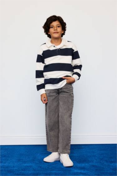 Regular Fit Polo Collar Sweatshirt