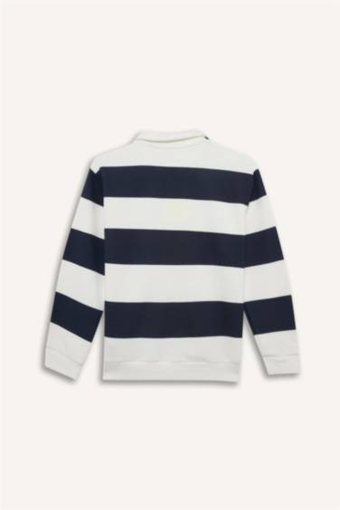 Полосатый свитшот с воротником-поло для мальчиков