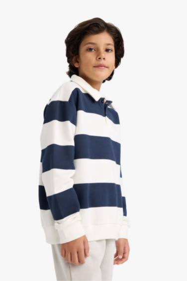 Regular Fit Polo Collar Sweatshirt