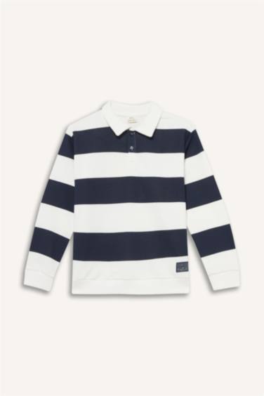 Regular Fit Polo Collar Sweatshirt
