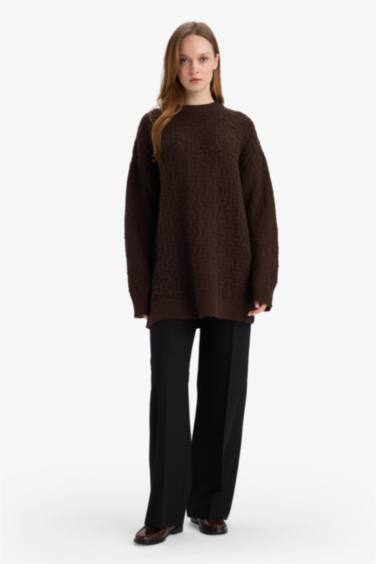 تونيك تريكو قصة فضفاضة بياقة مستديرة