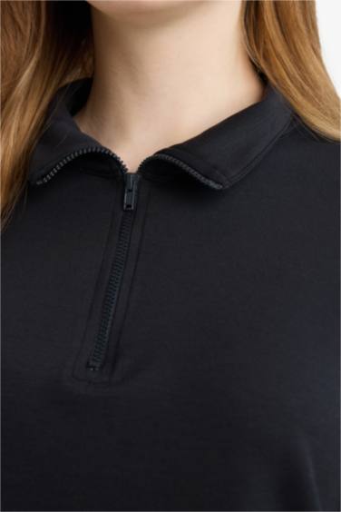 Regular Fit Fermuarlı Yaka Uzun Kollu Tunik