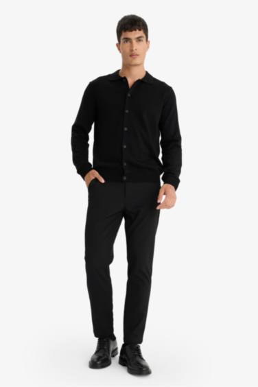 Standard Fit Polo Collar Knitwear Cardigan