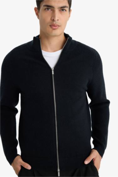 Cardigan en maille à col montant Coupe standard