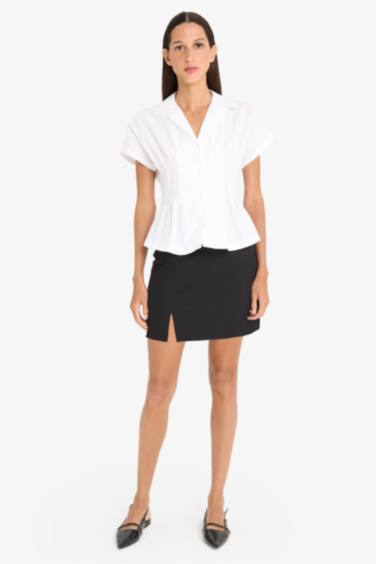 Slim Fit Shirt Collar Poplin Short Sleeve Shirt