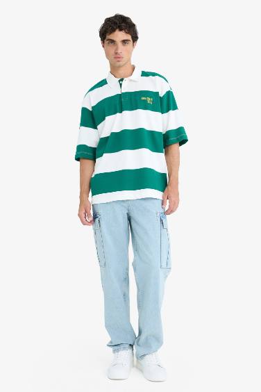 Boxy Fit Polo Collar Short Sleeve T-Shirt