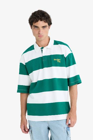 Boxy Fit Polo Collar Short Sleeve T-Shirt