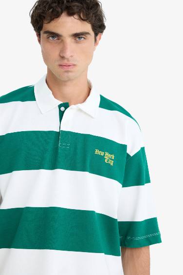 Boxy Fit Polo Collar Short Sleeve T-Shirt