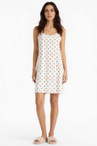 %100 Pamuk Regular Fıt U Yaka Askılı Gecelik