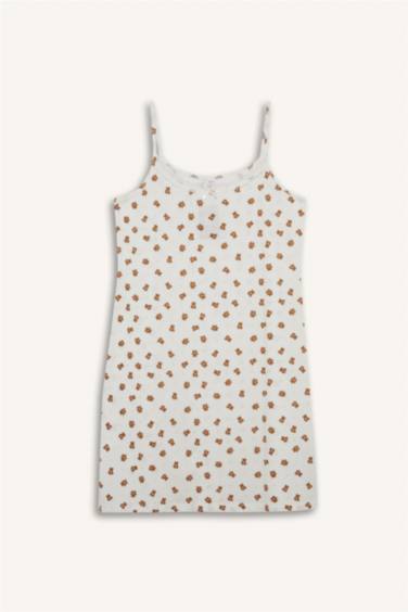 %100 Pamuk Regular Fıt U Yaka Askılı Gecelik - Görsel 4