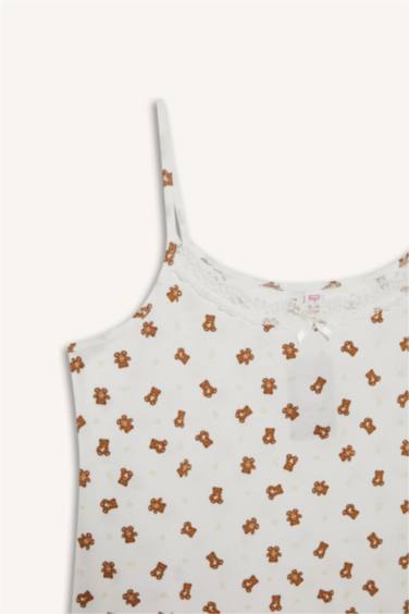 %100 Pamuk Regular Fıt U Yaka Askılı Gecelik - Görsel 5